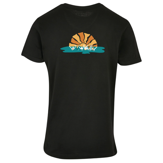 Maverick Mums Sunset Wild Swimming Group Relaxed Fit T-Shirt | Unisex Adventure Tee | Front & Back Design