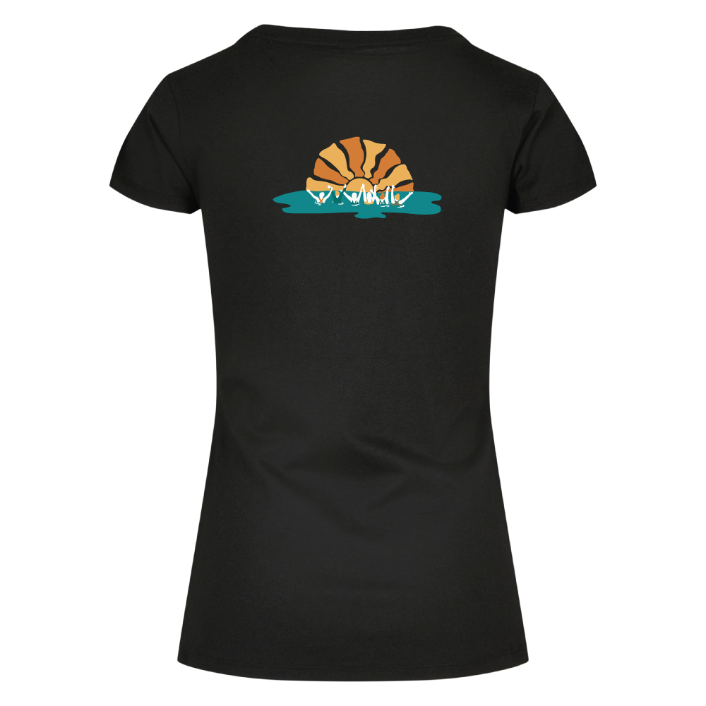 Maverick Mums Sunset Wild Swimming Group Relaxed Fit T-Shirt | Unisex Adventure Tee | Front & Back Design