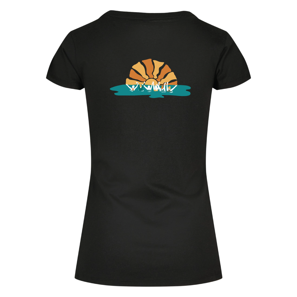 Maverick Mums Sunset Wild Swimming Group Classic Fit T-Shirt | Unisex Adventure Tee | Front & Back Design