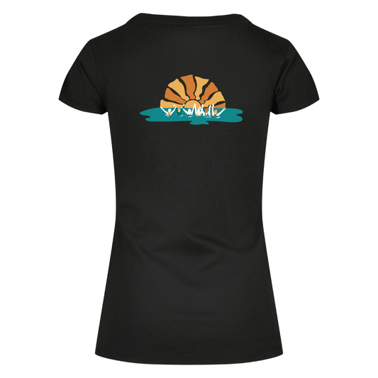 Maverick Mums Sunset Wild Swimming Group Classic Fit T-Shirt | Unisex Adventure Tee | Front & Back Design