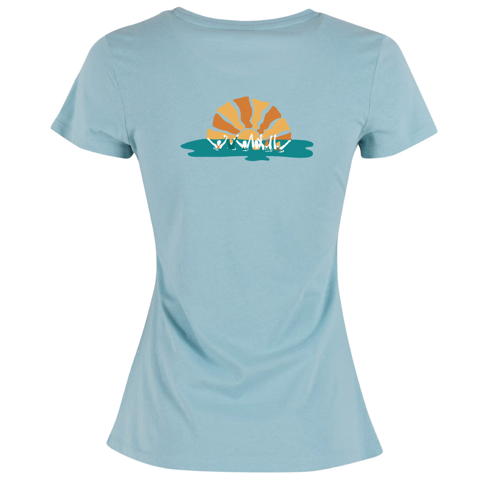 Maverick Mums Sunset Wild Swimming Group Classic Fit T-Shirt | Unisex Adventure Tee | Front & Back Design