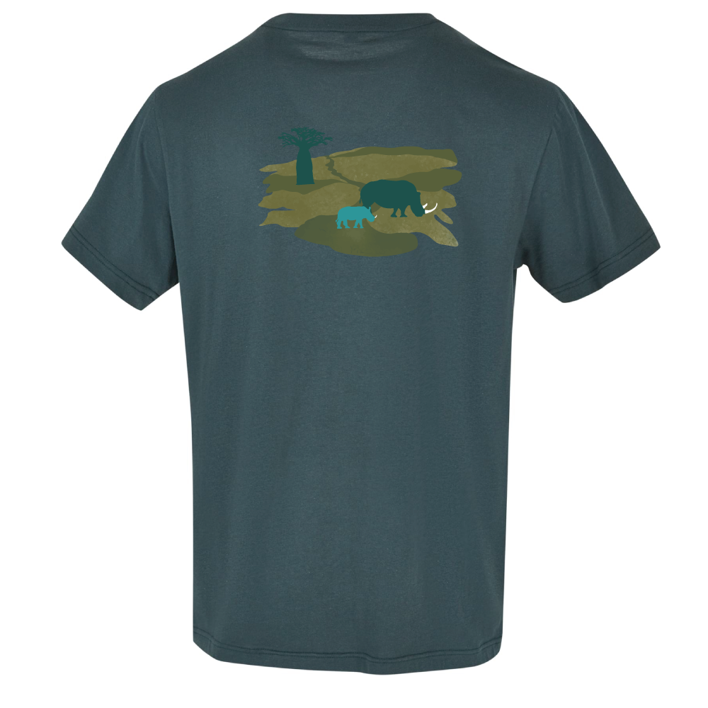 Maverick Mums Rhino Mother and Calf Relaxed Fit T-Shirt | Unisex Adventure Tee | Front & Back Print