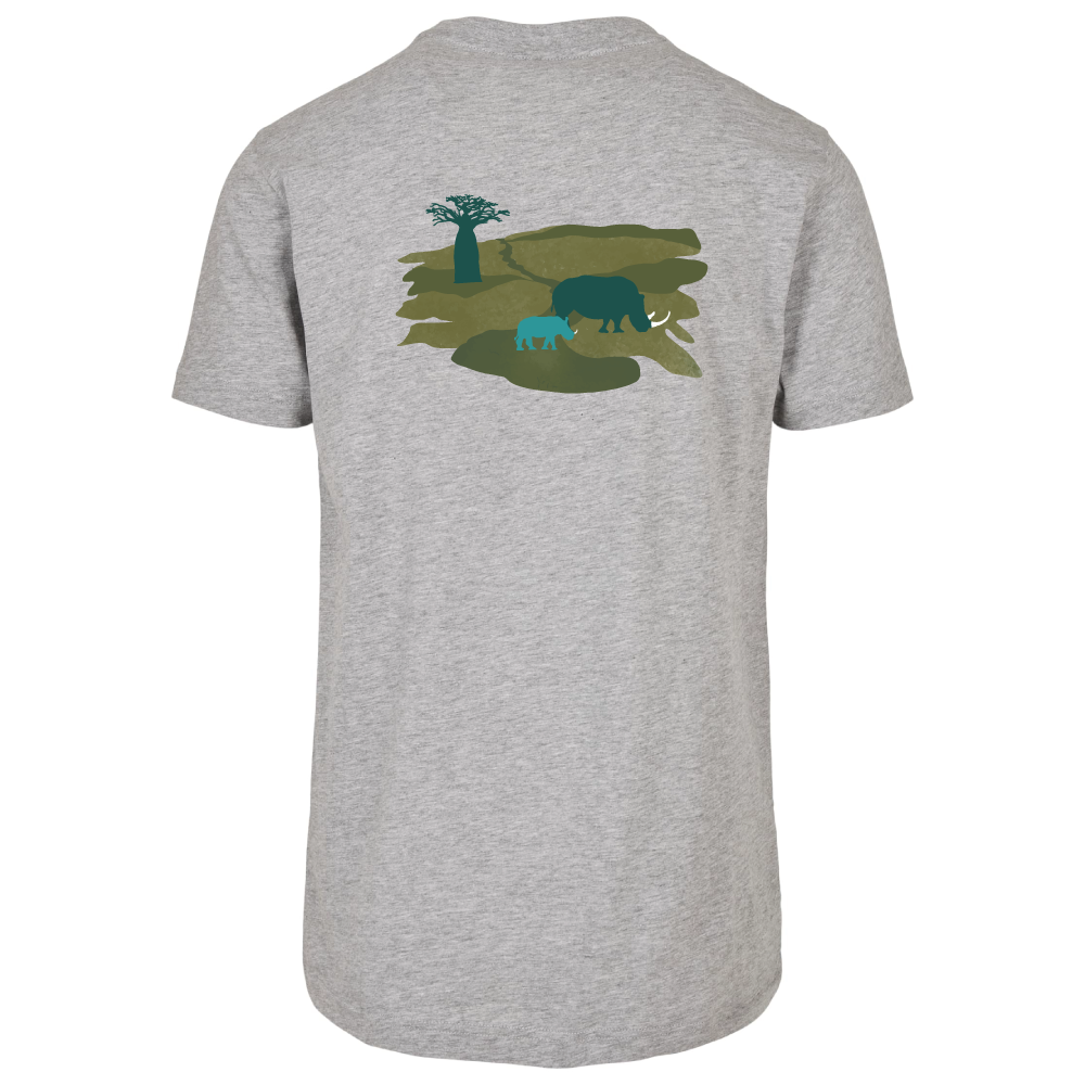 Maverick Mums Rhino Mother and Calf Relaxed Fit T-Shirt | Unisex Adventure Tee | Front & Back Print