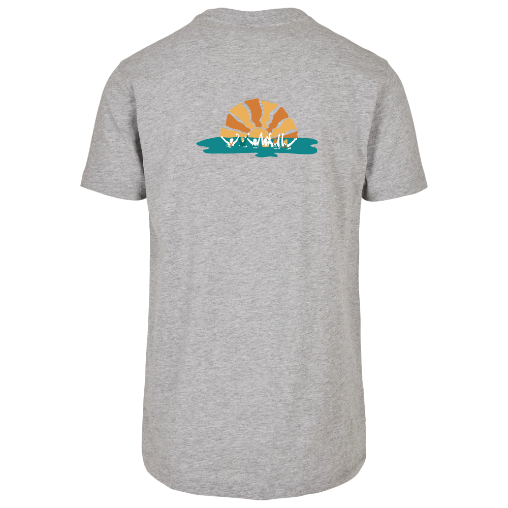 Maverick Mums Sunset Wild Swimming Group Relaxed Fit T-Shirt | Unisex Adventure Tee | Front & Back Design