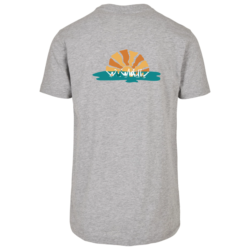 Maverick Mums Sunset Wild Swimming Group Relaxed Fit T-Shirt | Unisex Adventure Tee | Front & Back Design