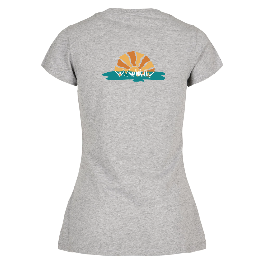 Maverick Mums Sunset Wild Swimming Group Relaxed Fit T-Shirt | Unisex Adventure Tee | Front & Back Design