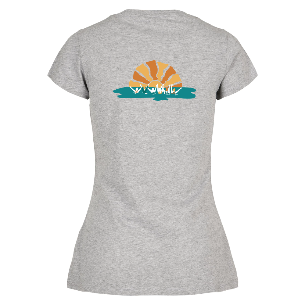 Maverick Mums Sunset Wild Swimming Group Classic Fit T-Shirt | Unisex Adventure Tee | Front & Back Design