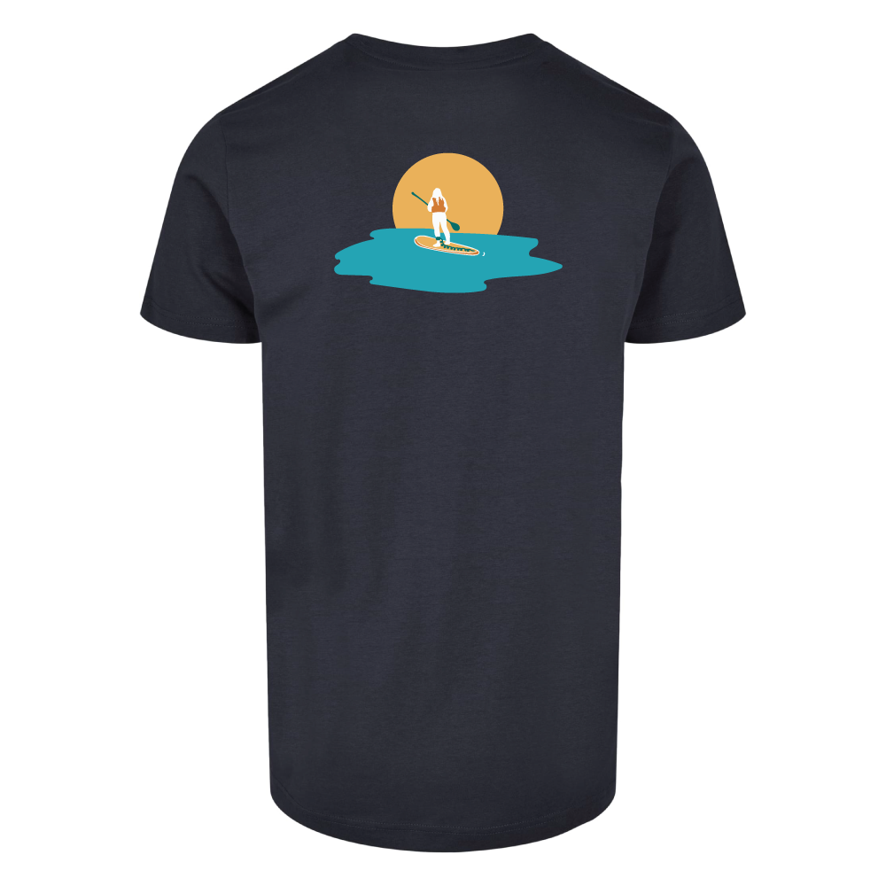 Maverick Mums Sunset Paddleboard Relaxed Fit T-Shirt | Unisex Adventure Tee | Front & Back Design