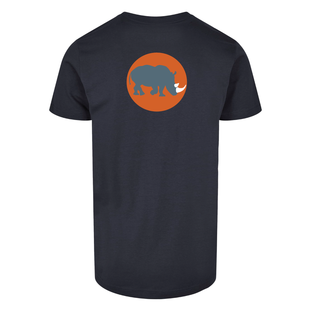 Maverick Mums Sunset Rhino Relaxed Fit T-Shirt | Unisex Adventure Tee | Front & Back Print