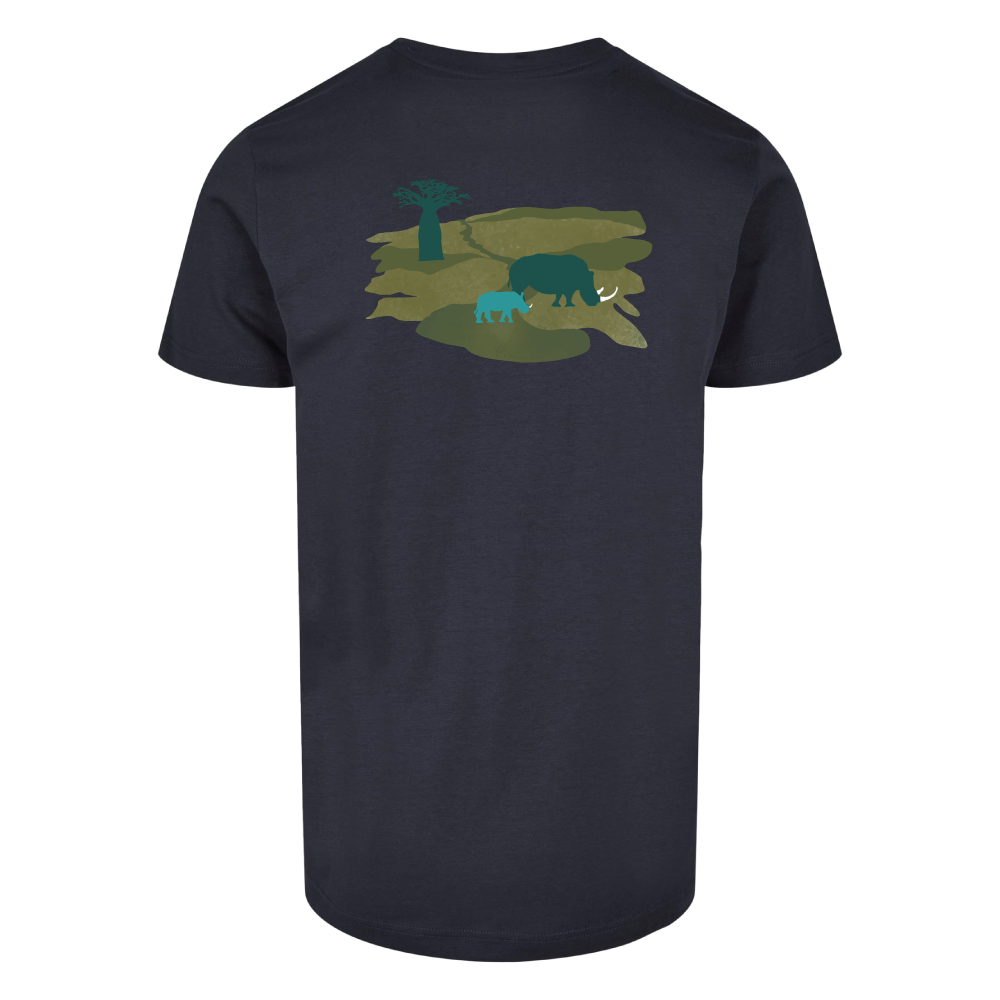 Maverick Mums Rhino Mother and Calf Relaxed Fit T-Shirt | Unisex Adventure Tee | Front & Back Print