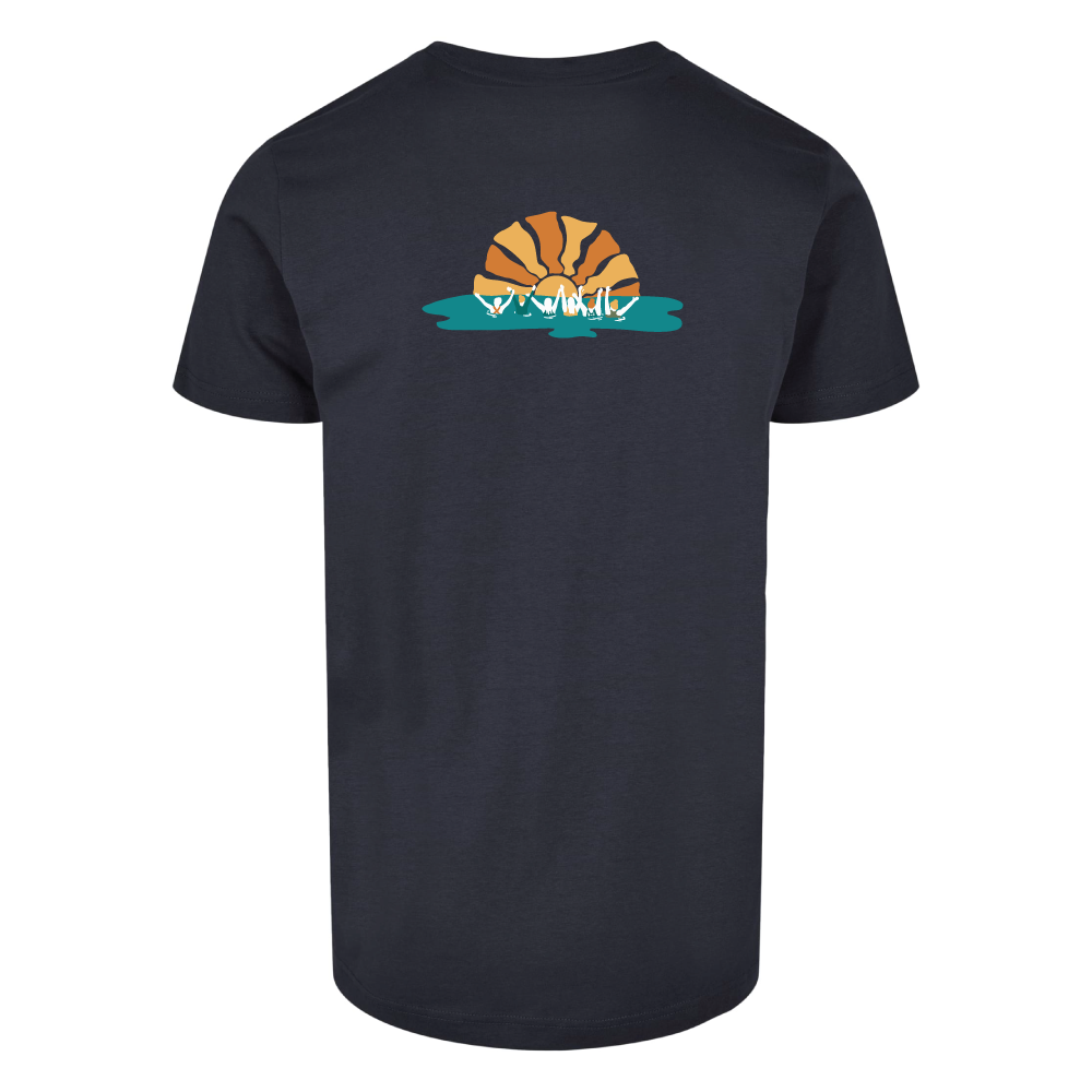Maverick Mums Sunset Wild Swimming Group Relaxed Fit T-Shirt | Unisex Adventure Tee | Front & Back Design