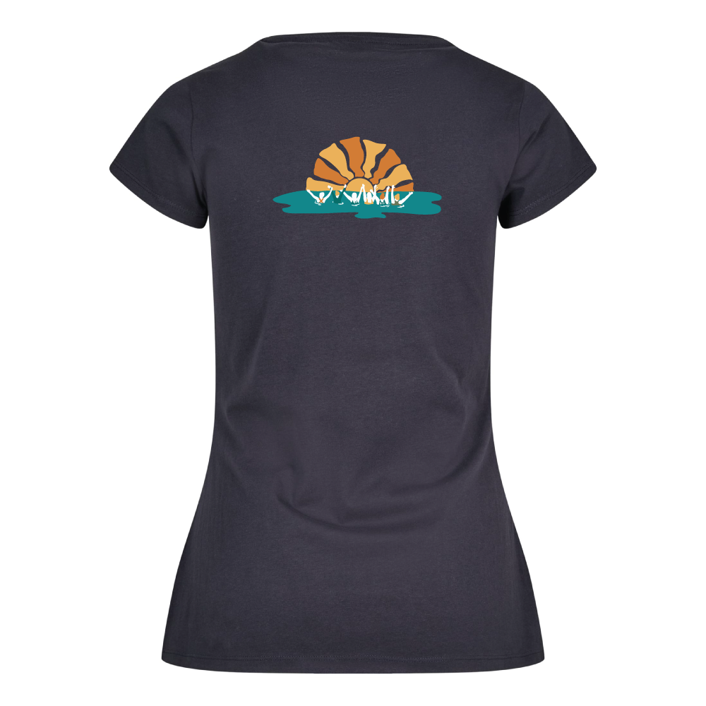 Maverick Mums Sunset Wild Swimming Group Relaxed Fit T-Shirt | Unisex Adventure Tee | Front & Back Design
