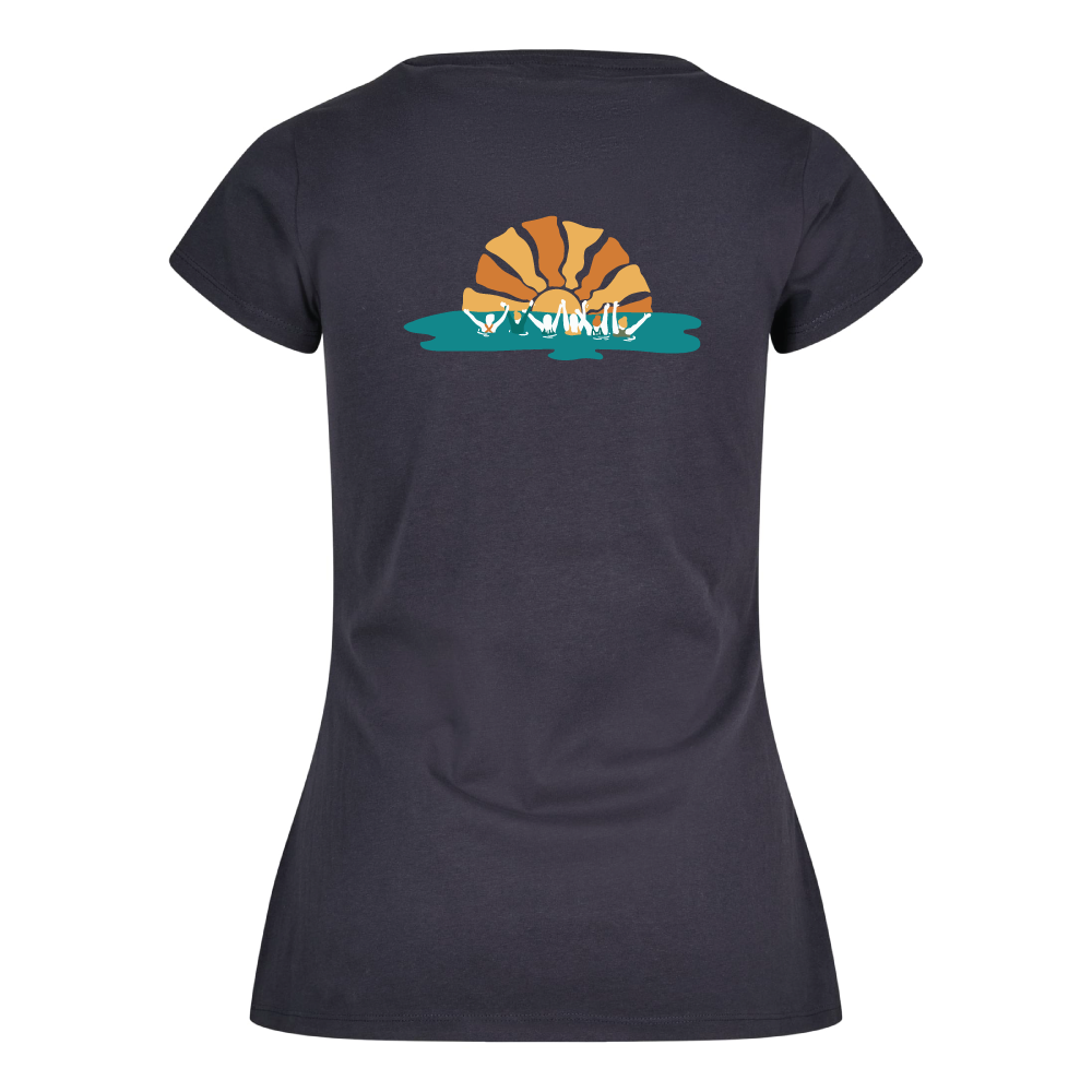 Maverick Mums Sunset Wild Swimming Group Classic Fit T-Shirt | Unisex Adventure Tee | Front & Back Design