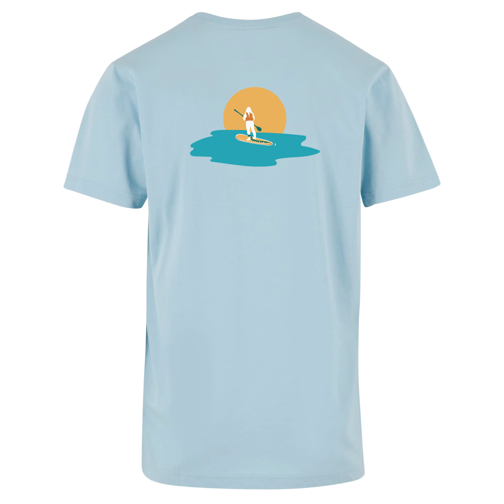 Maverick Mums Sunset Paddleboard Relaxed Fit T-Shirt | Unisex Adventure Tee | Front & Back Design