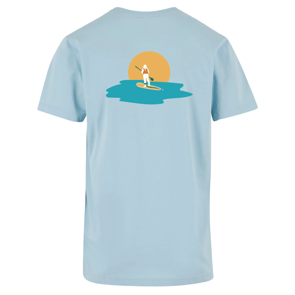 Maverick Mums Sunset Paddleboard Relaxed Fit T-Shirt | Unisex Adventure Tee | Front & Back Design