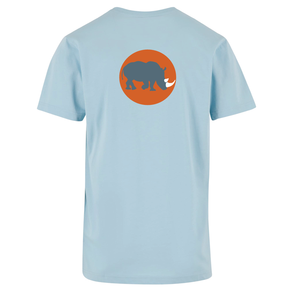 Maverick Mums Sunset Rhino Relaxed Fit T-Shirt | Unisex Adventure Tee | Front & Back Print