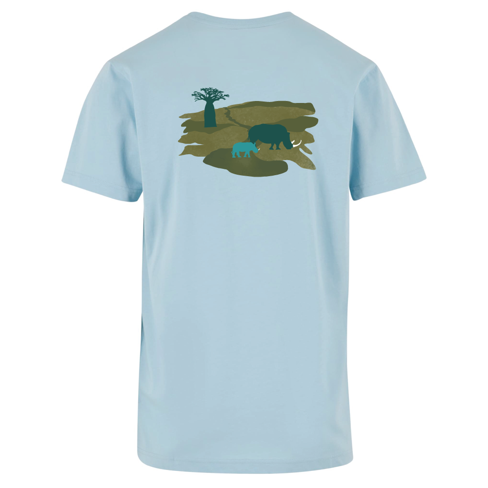 Maverick Mums Rhino Mother and Calf Relaxed Fit T-Shirt | Unisex Adventure Tee | Front & Back Print