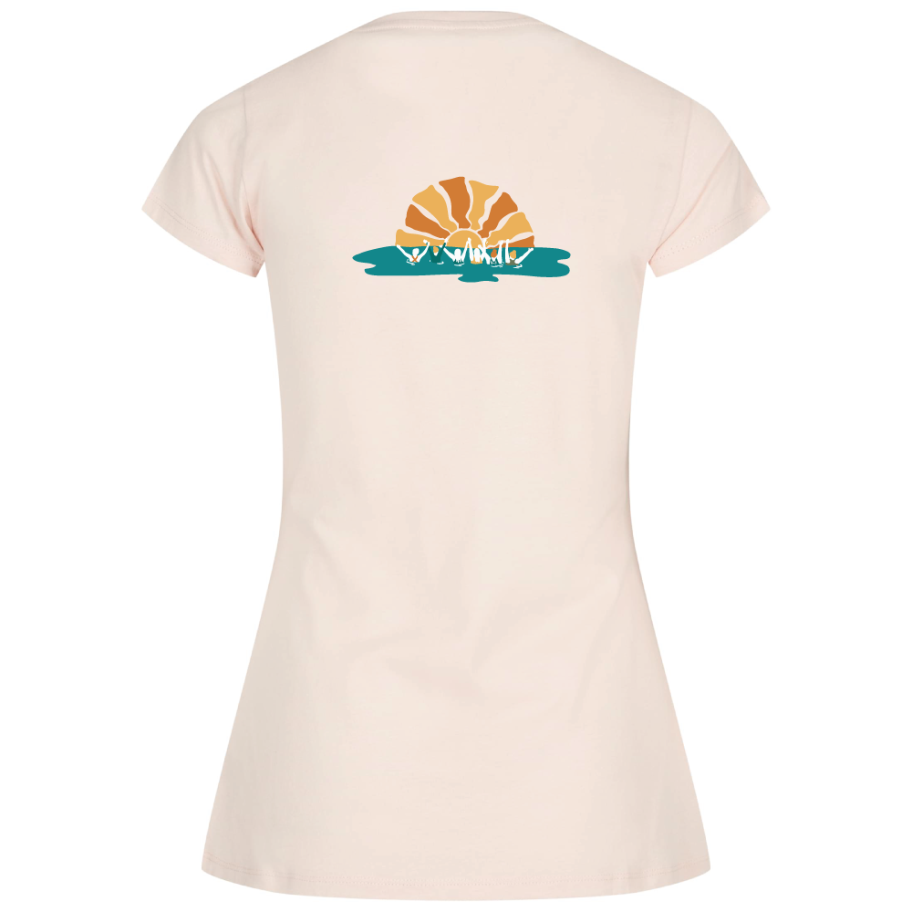 Maverick Mums Sunset Wild Swimming Group Relaxed Fit T-Shirt | Unisex Adventure Tee | Front & Back Design