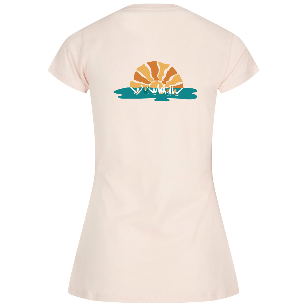 Maverick Mums Sunset Wild Swimming Group Classic Fit T-Shirt | Unisex Adventure Tee | Front & Back Design