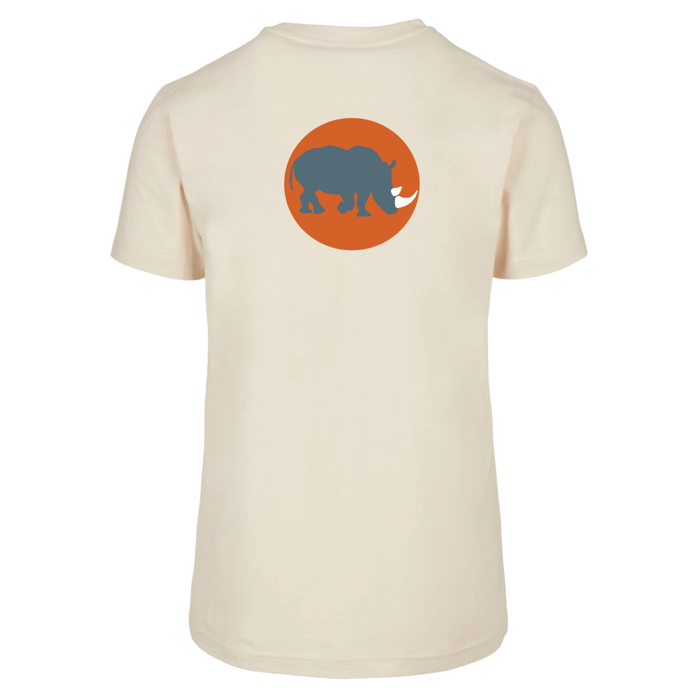 Maverick Mums Sunset Rhino Relaxed Fit T-Shirt | Unisex Adventure Tee | Front & Back Print