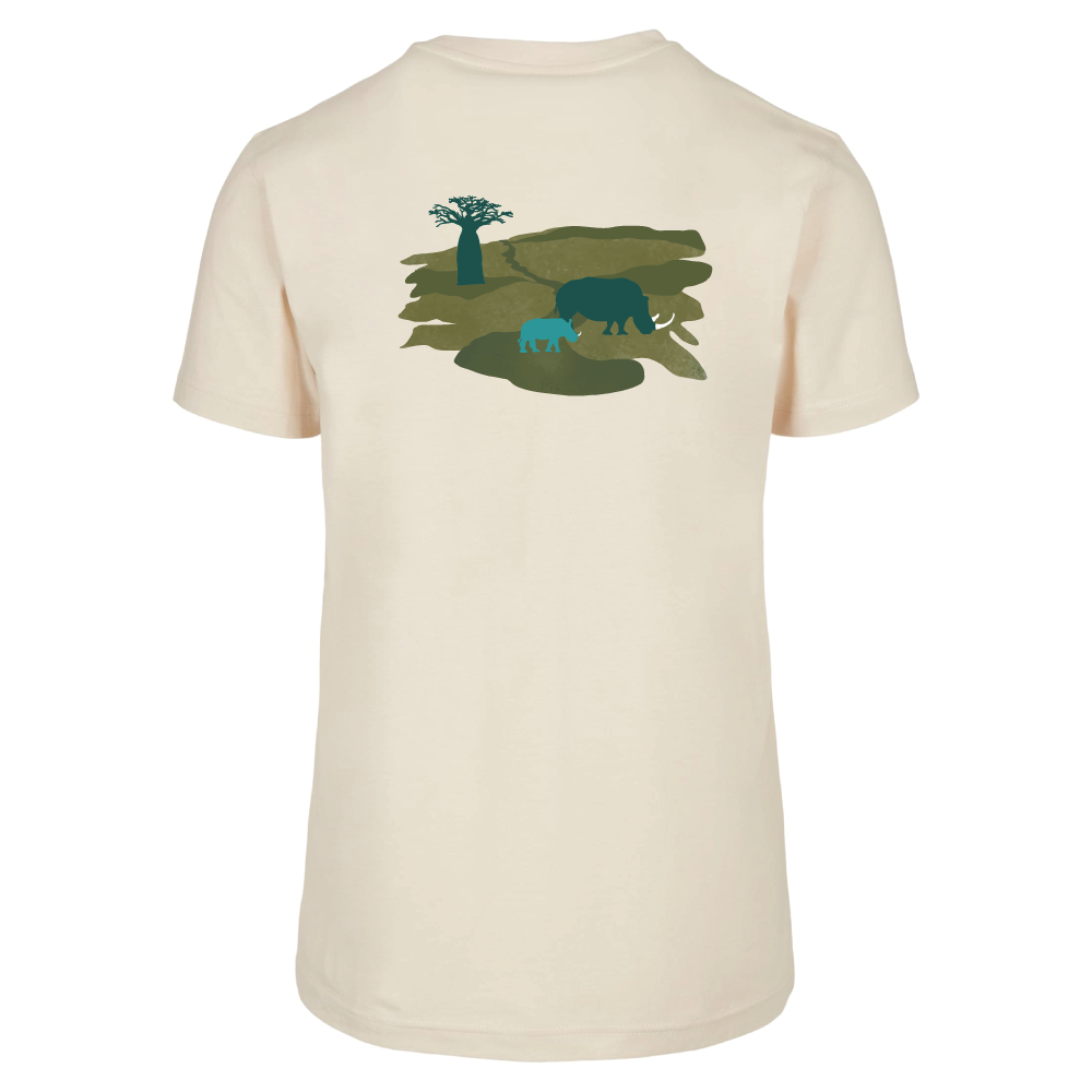 Maverick Mums Rhino Mother and Calf Relaxed Fit T-Shirt | Unisex Adventure Tee | Front & Back Print