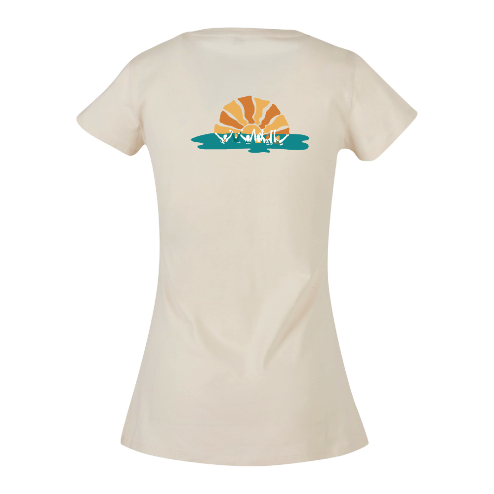 Maverick Mums Sunset Wild Swimming Group Relaxed Fit T-Shirt | Unisex Adventure Tee | Front & Back Design