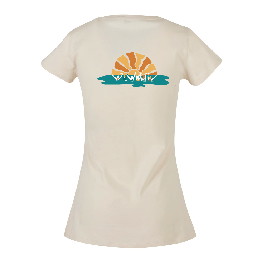 Maverick Mums Sunset Wild Swimming Group Classic Fit T-Shirt | Unisex Adventure Tee | Front & Back Design