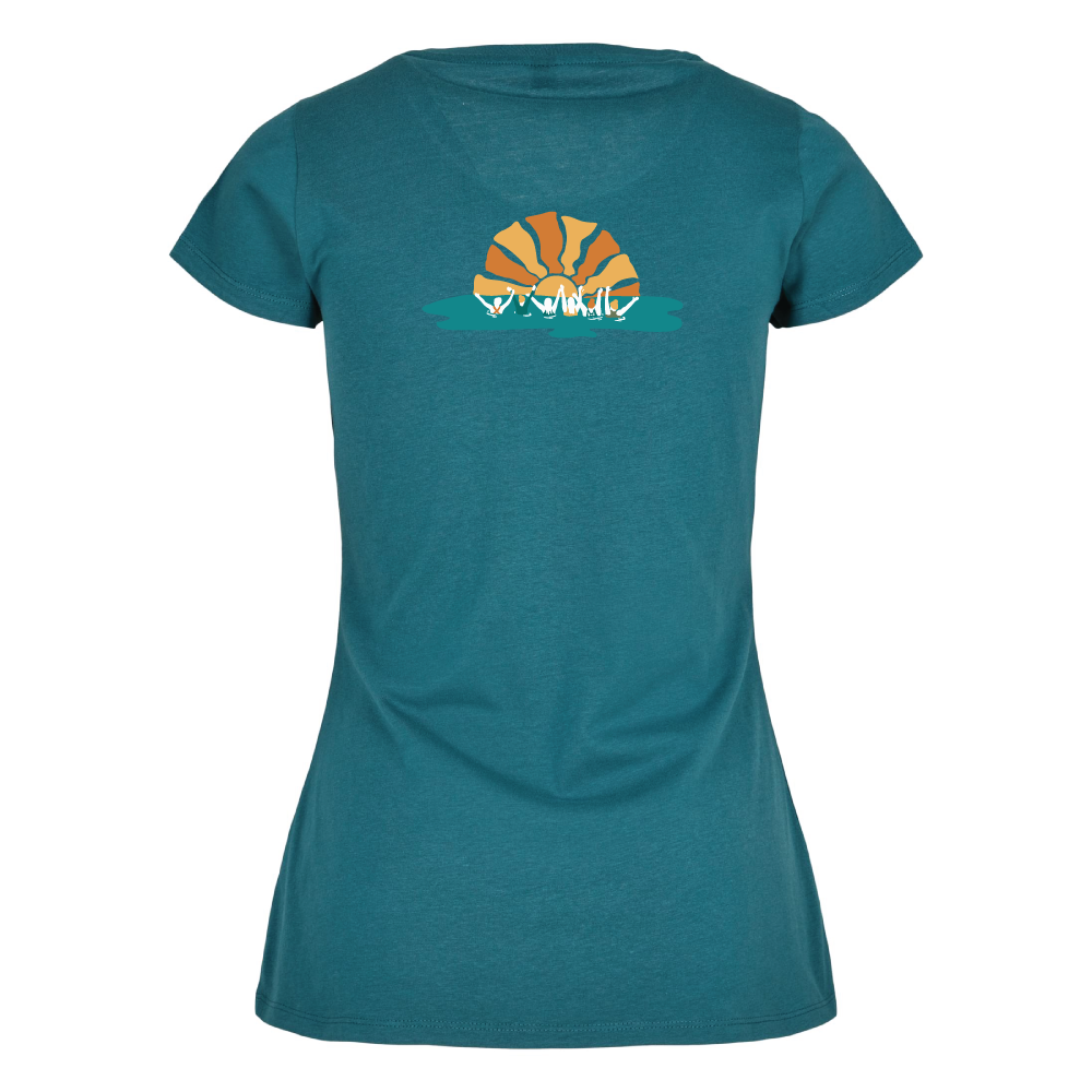 Maverick Mums Sunset Wild Swimming Group Relaxed Fit T-Shirt | Unisex Adventure Tee | Front & Back Design