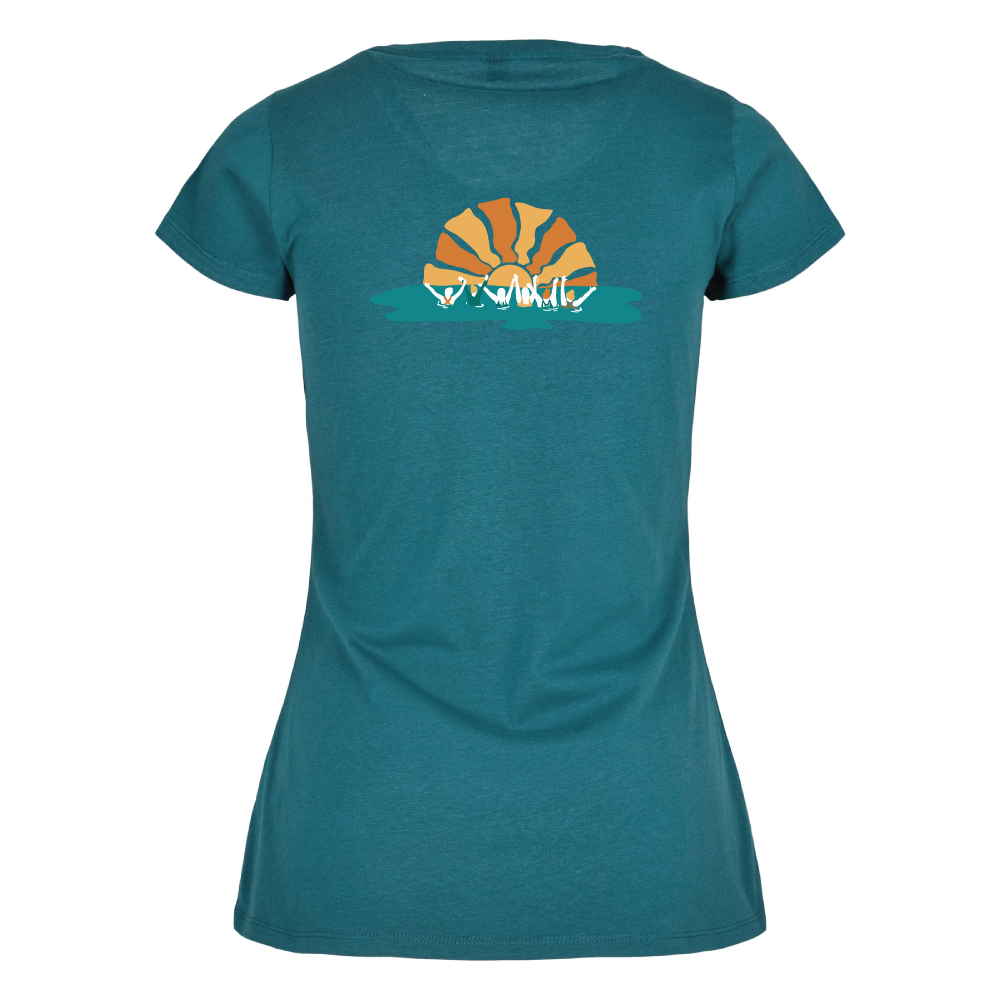 Maverick Mums Sunset Wild Swimming Group Classic Fit T-Shirt | Unisex Adventure Tee | Front & Back Design