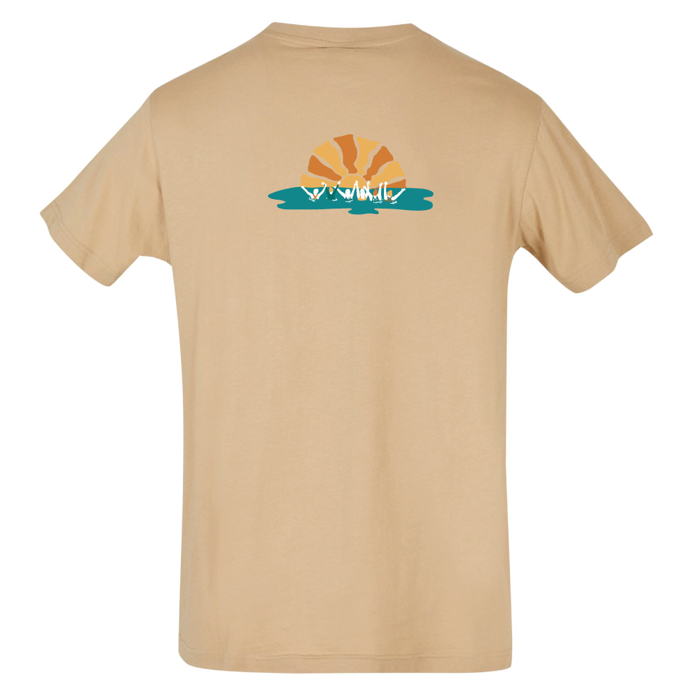 Maverick Mums Sunset Wild Swimming Group Relaxed Fit T-Shirt | Unisex Adventure Tee | Front & Back Design