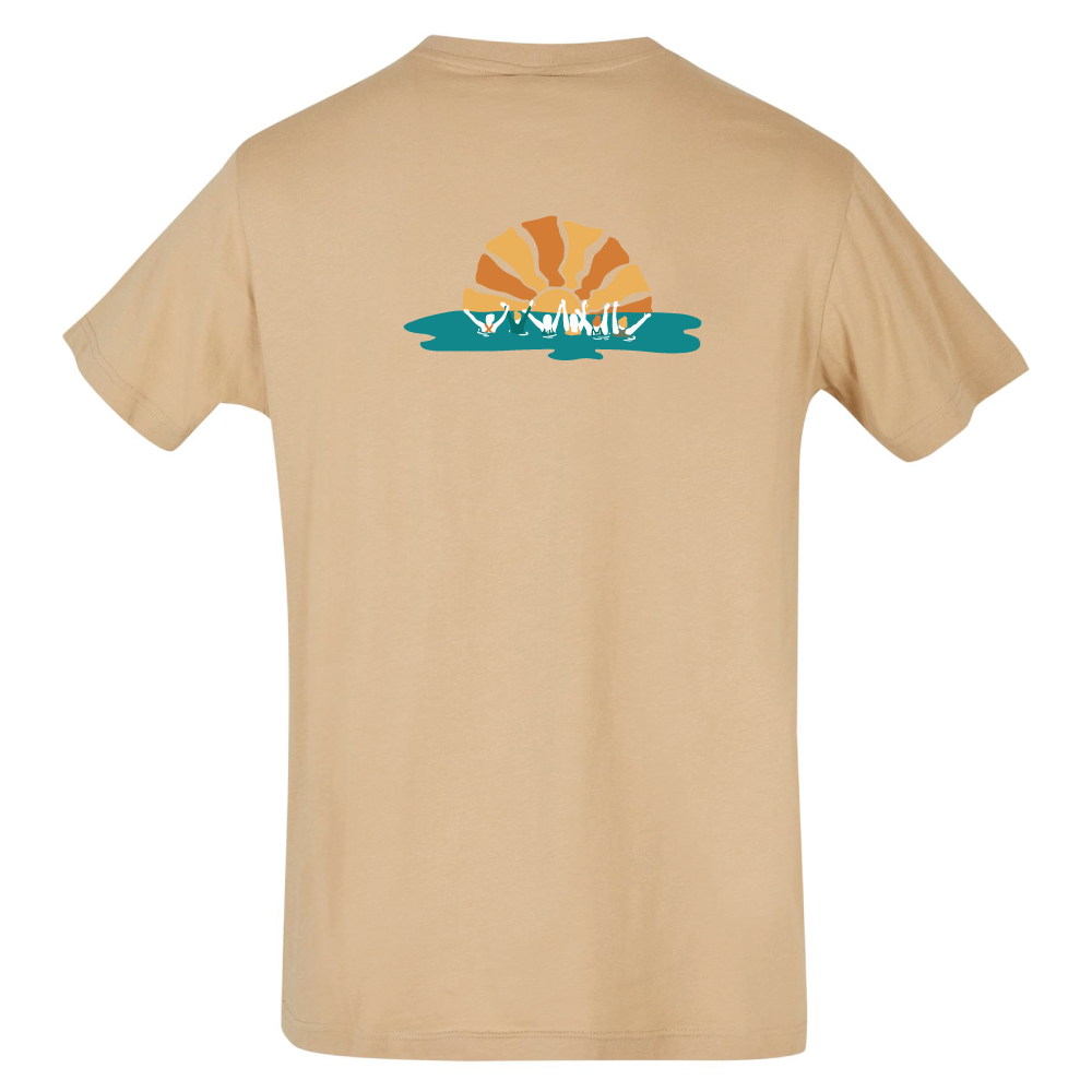 Maverick Mums Sunset Wild Swimming Group Relaxed Fit T-Shirt | Unisex Adventure Tee | Front & Back Design