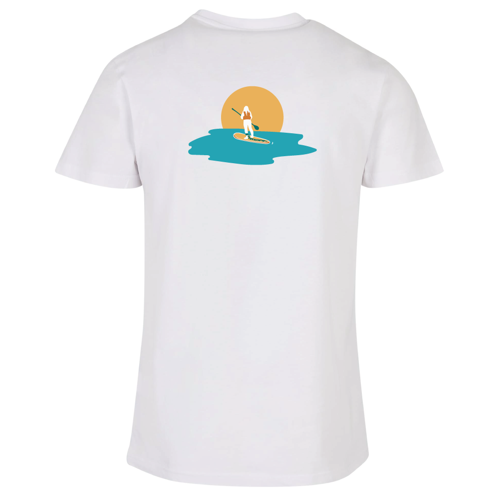 Maverick Mums Sunset Paddleboard Relaxed Fit T-Shirt | Unisex Adventure Tee | Front & Back Design