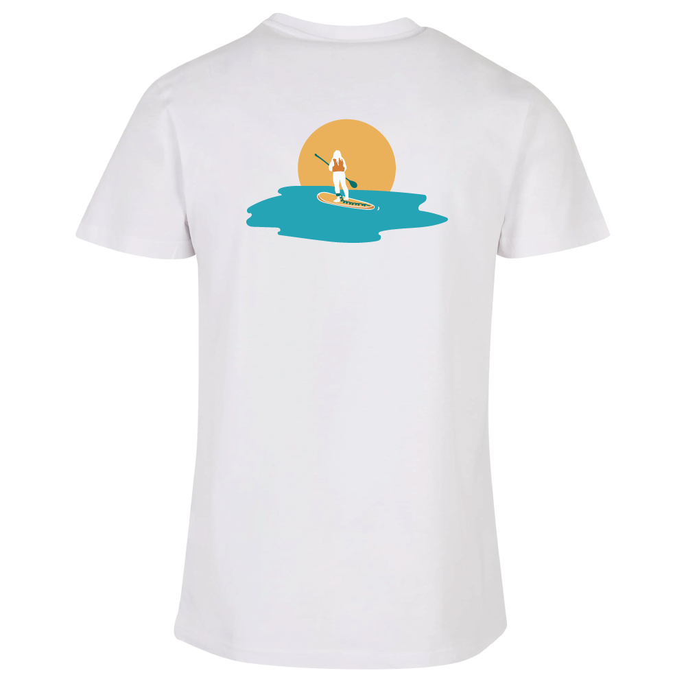 Maverick Mums Sunset Paddleboard Relaxed Fit T-Shirt | Unisex Adventure Tee | Front & Back Design