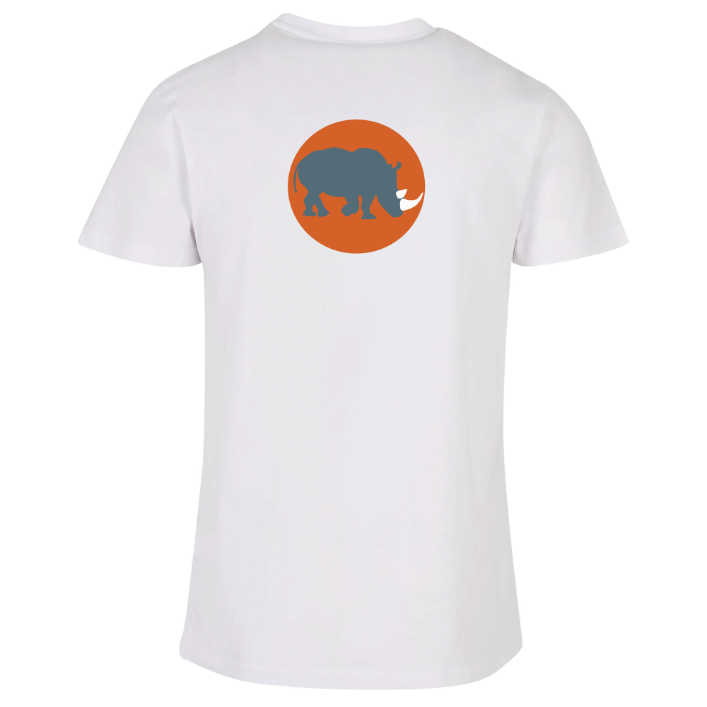 Maverick Mums Sunset Rhino Relaxed Fit T-Shirt | Unisex Adventure Tee | Front & Back Print