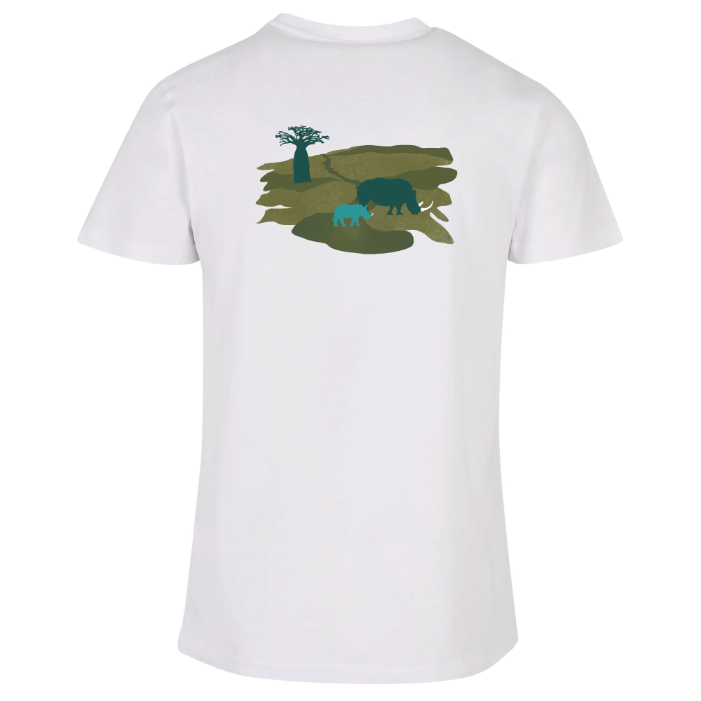 Maverick Mums Rhino Mother and Calf Relaxed Fit T-Shirt | Unisex Adventure Tee | Front & Back Print