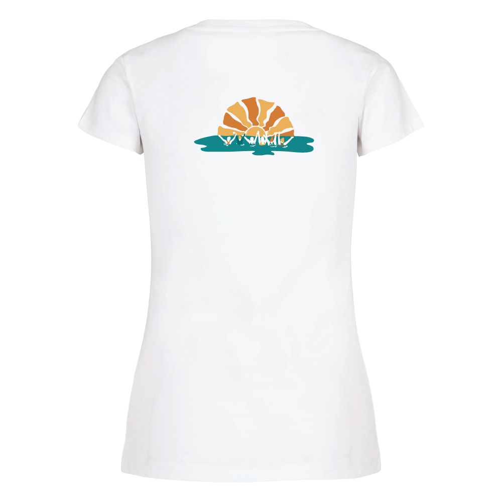 Maverick Mums Sunset Wild Swimming Group Relaxed Fit T-Shirt | Unisex Adventure Tee | Front & Back Design