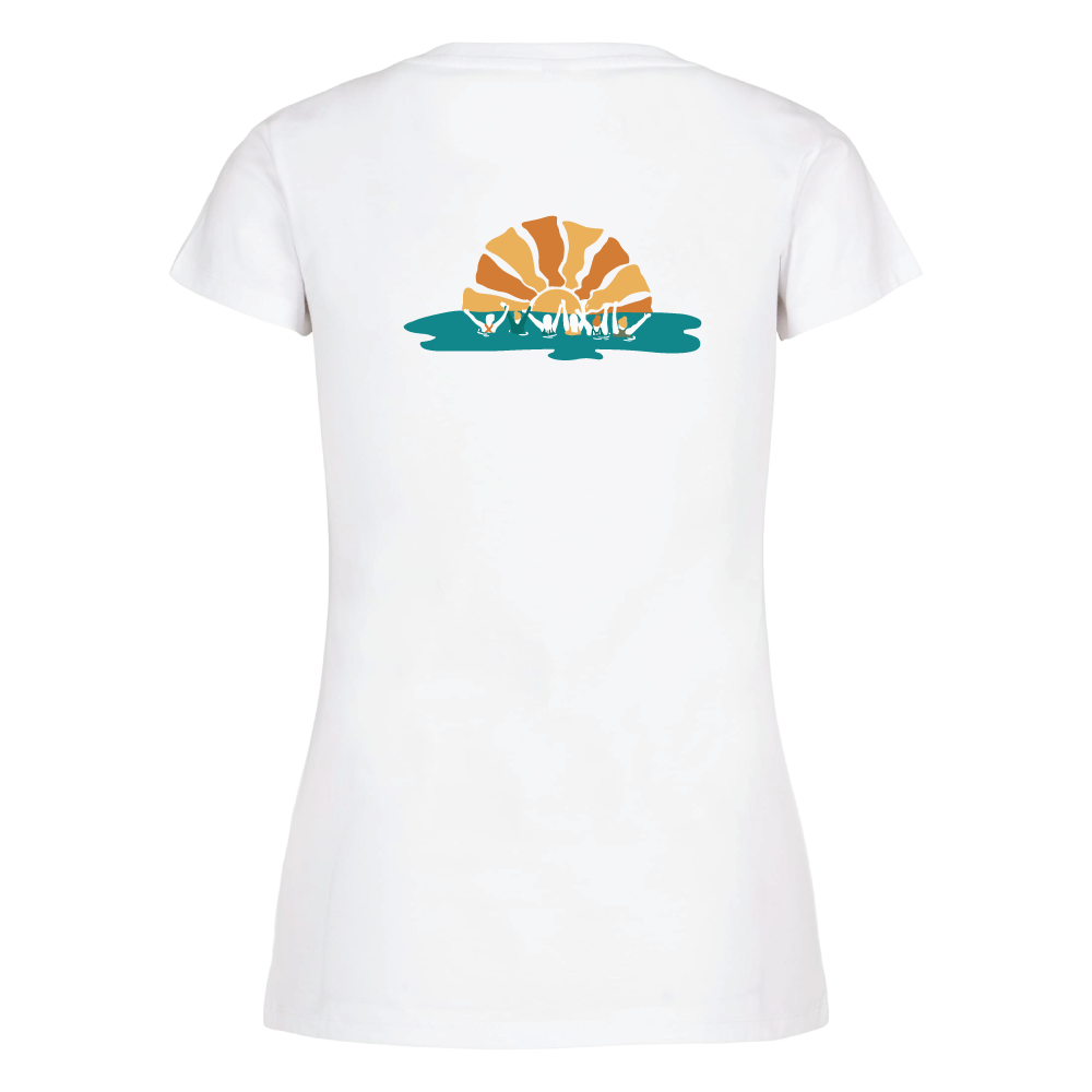 Maverick Mums Sunset Wild Swimming Group Classic Fit T-Shirt | Unisex Adventure Tee | Front & Back Design