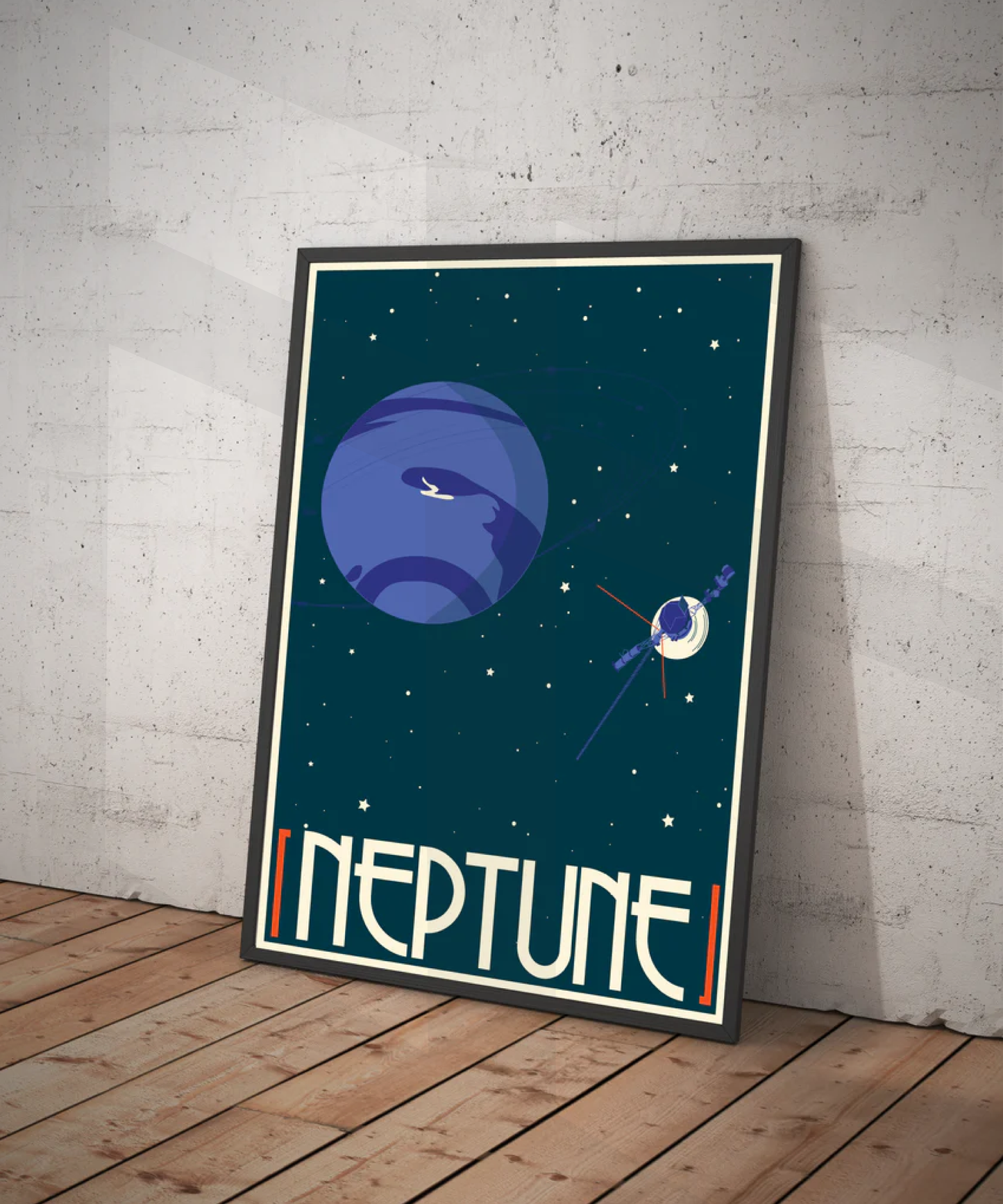 Neptune Space Travel Poster | Retro Space Wall Art