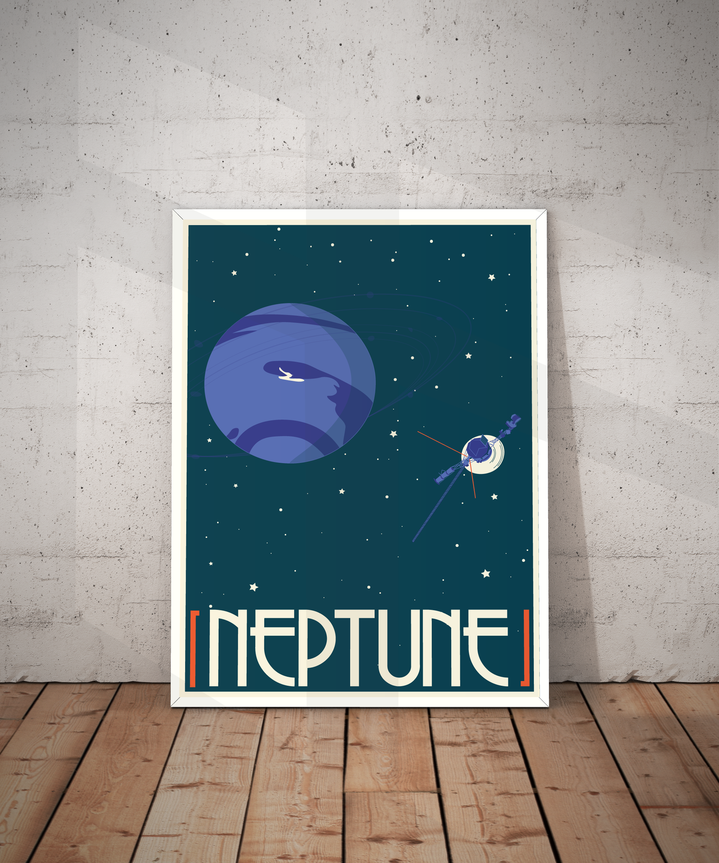 Neptune Space Travel Poster | Retro Space Wall Art