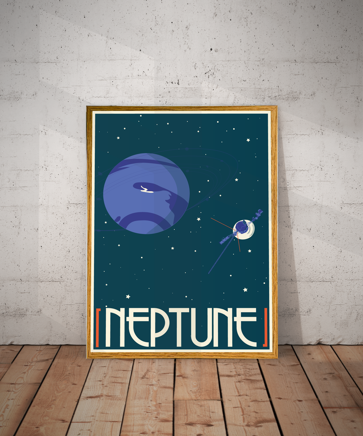 Neptune Space Travel Poster | Retro Space Wall Art