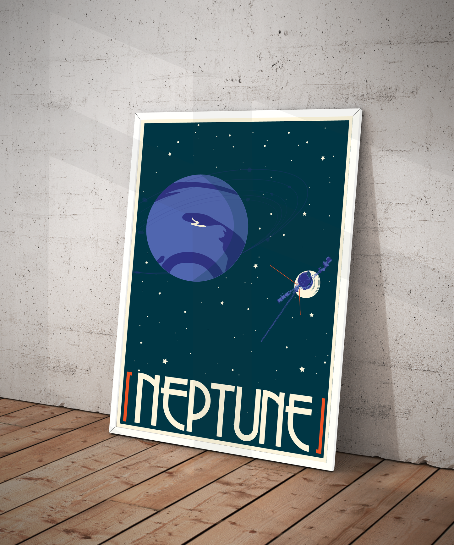 Neptune Space Travel Poster | Retro Space Wall Art