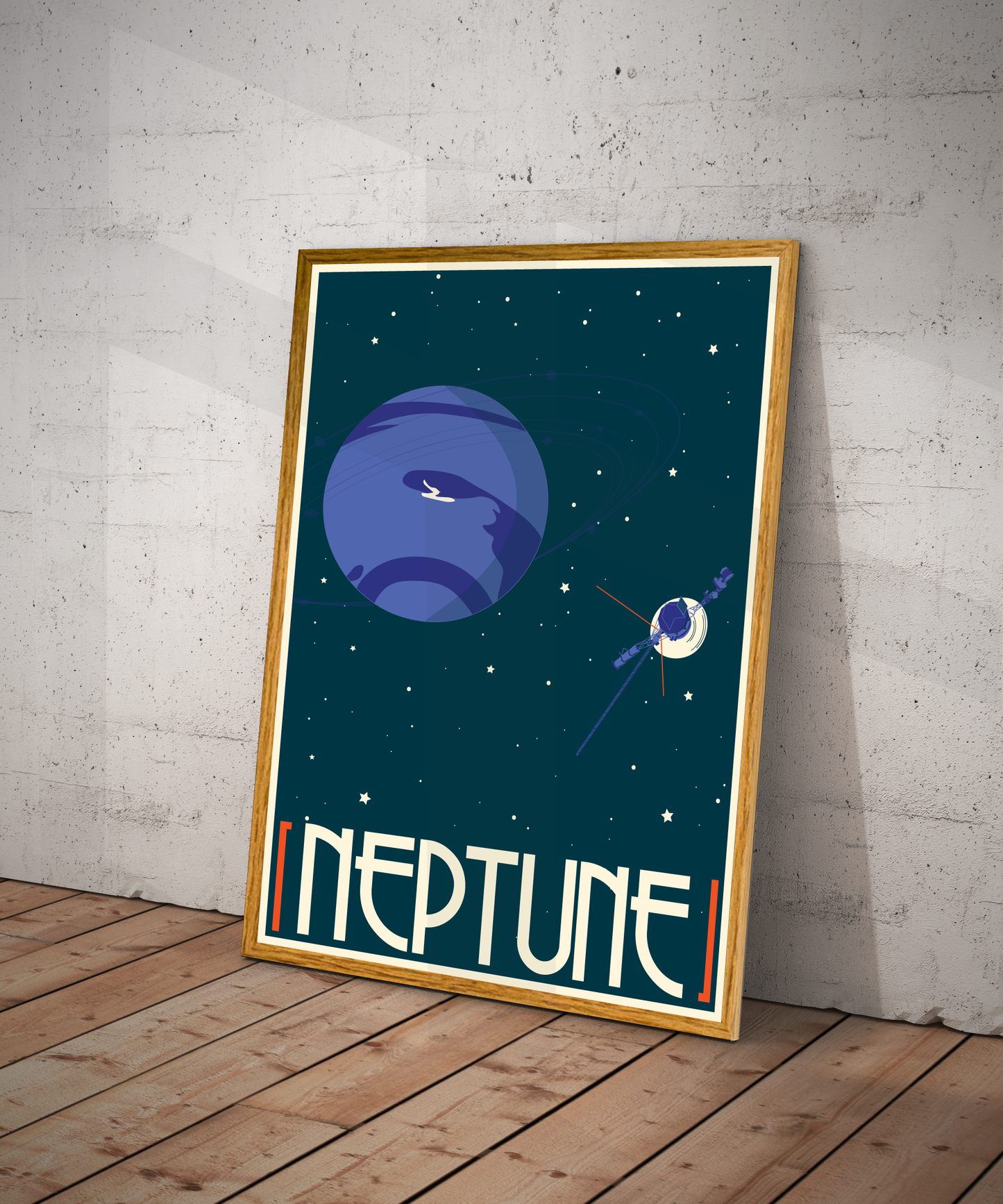 Neptune Space Travel Poster | Retro Space Wall Art