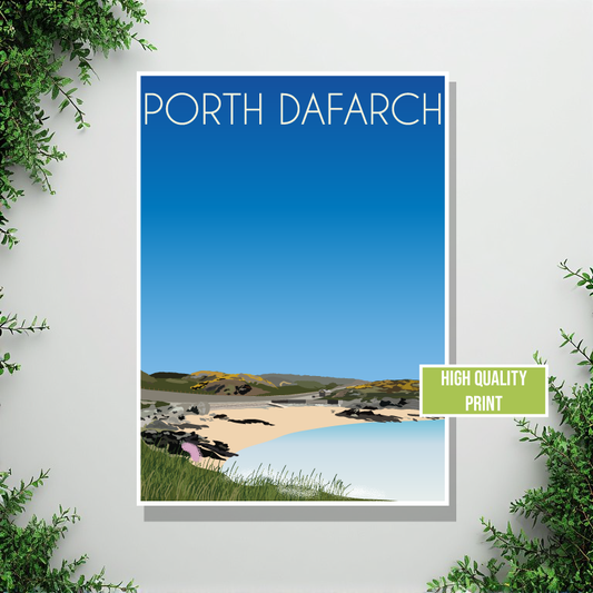 Porth Dafarch Portrait Travel Poster – Anglesey (Vintage Style Print)