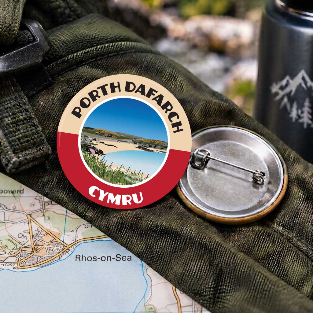 Porth Dafarch with 25mm Pin Badge | Travel Memories Pin Badge