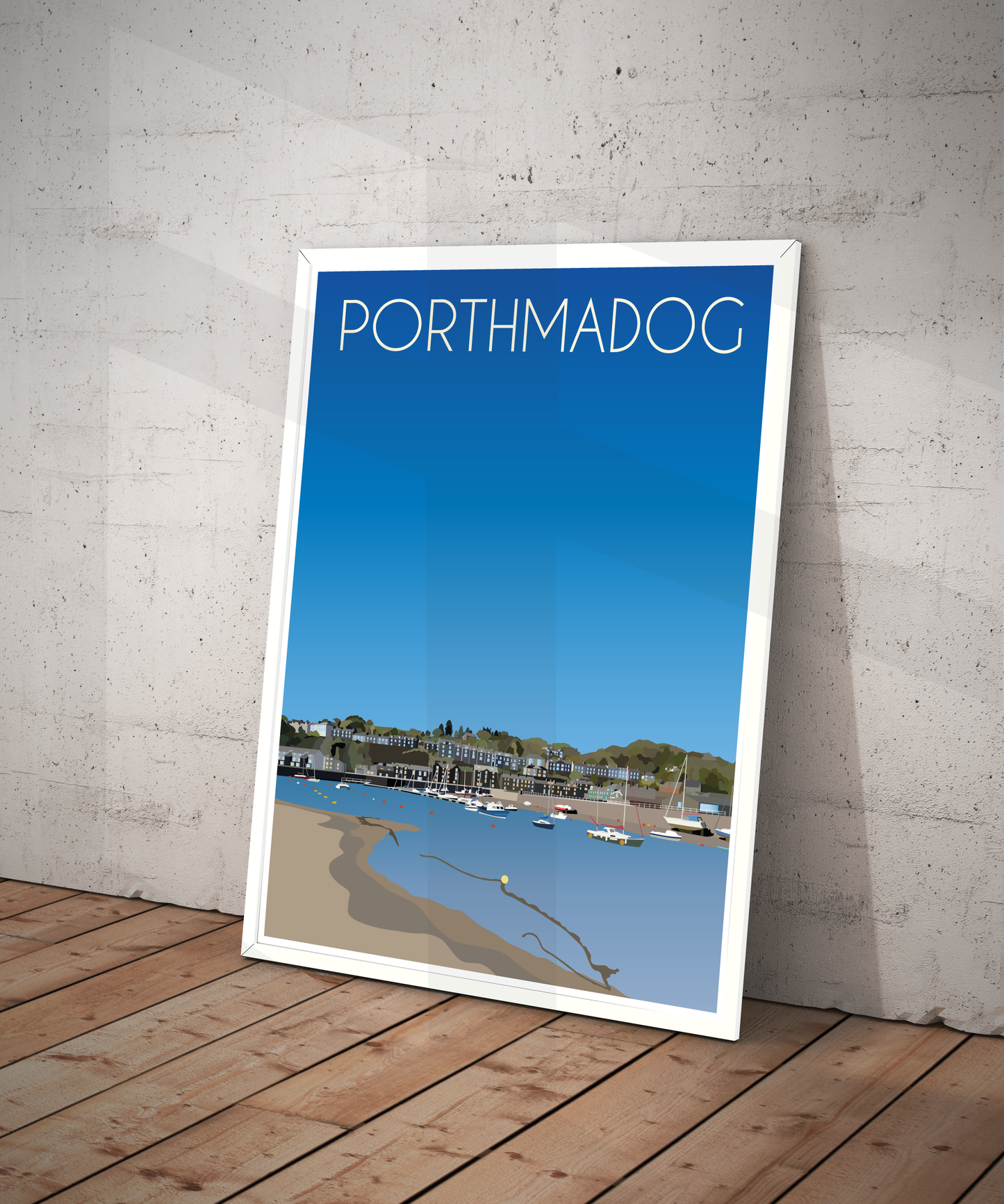 Vintage Porthmadog Travel Poster Print – North Wales Wall Art | Retro Harbour & Railway Landscape | Instant Digital Download