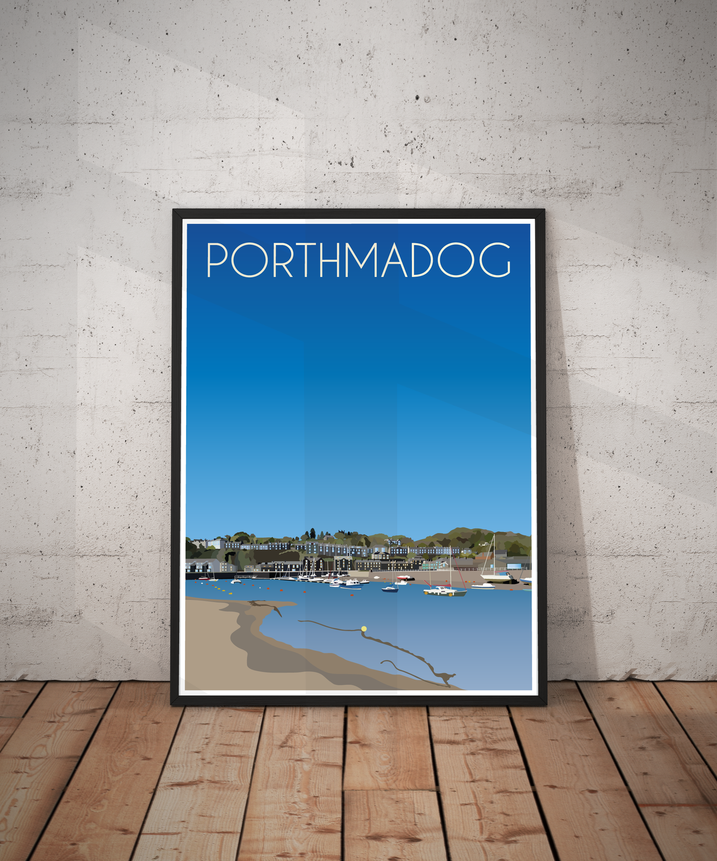 Vintage Porthmadog Travel Poster Print – North Wales Wall Art | Retro Harbour & Railway Landscape | Instant Digital Download