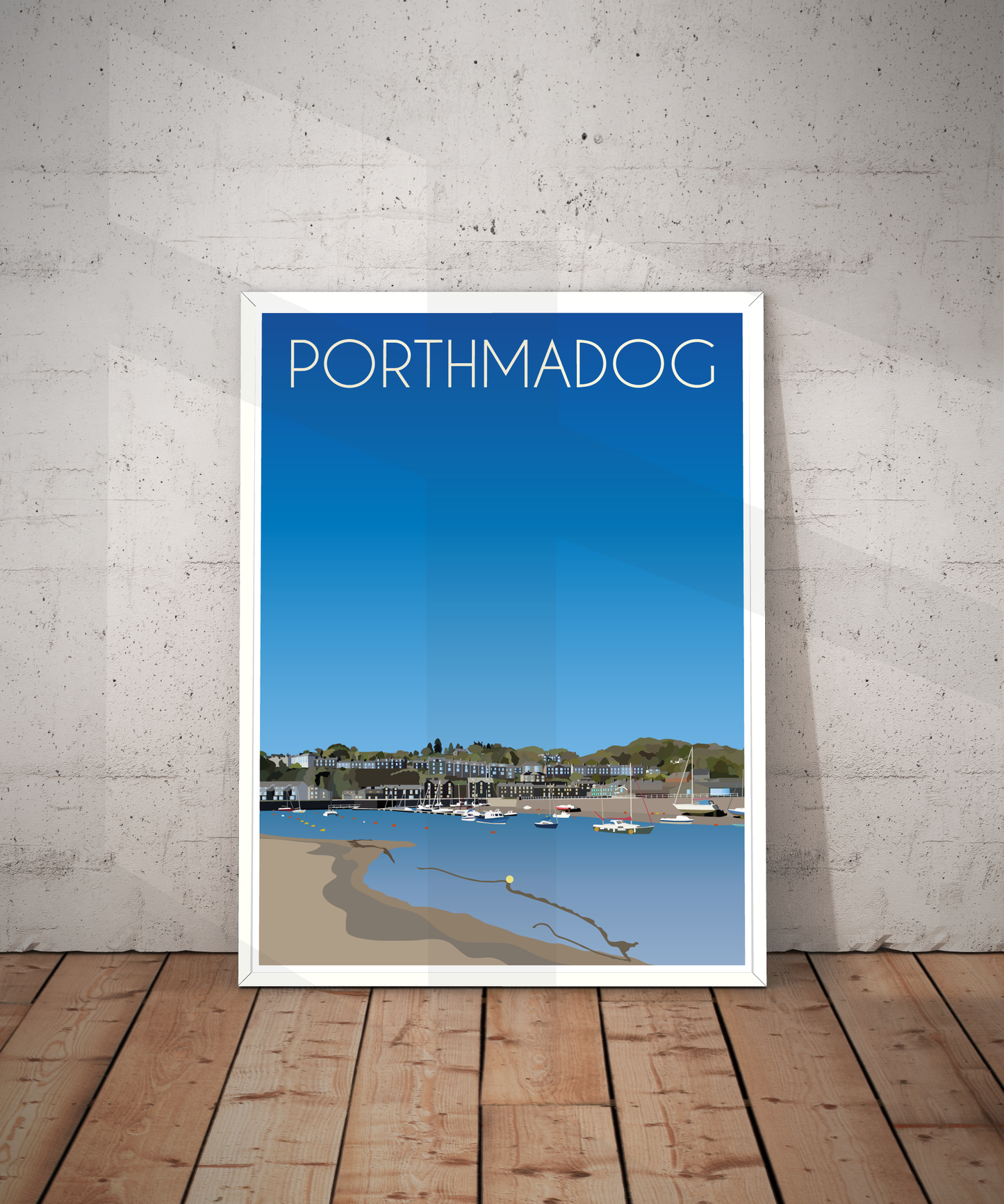 Vintage Porthmadog Travel Poster Print – North Wales Wall Art | Retro Harbour & Railway Landscape | Instant Digital Download
