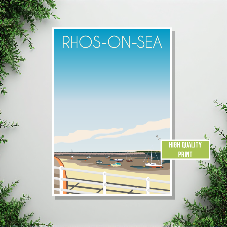 Rhos-on-Sea Travel Poster – North Wales Coast (Portrait Print)
