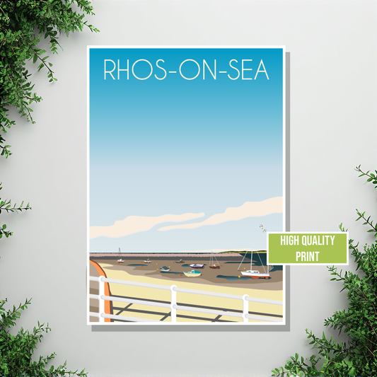 Rhos-on-Sea Travel Poster – North Wales Coast (Portrait Print)