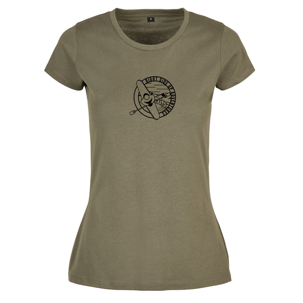 Right Side Up Adventures Kayaking Themed Ladies T-Shirt